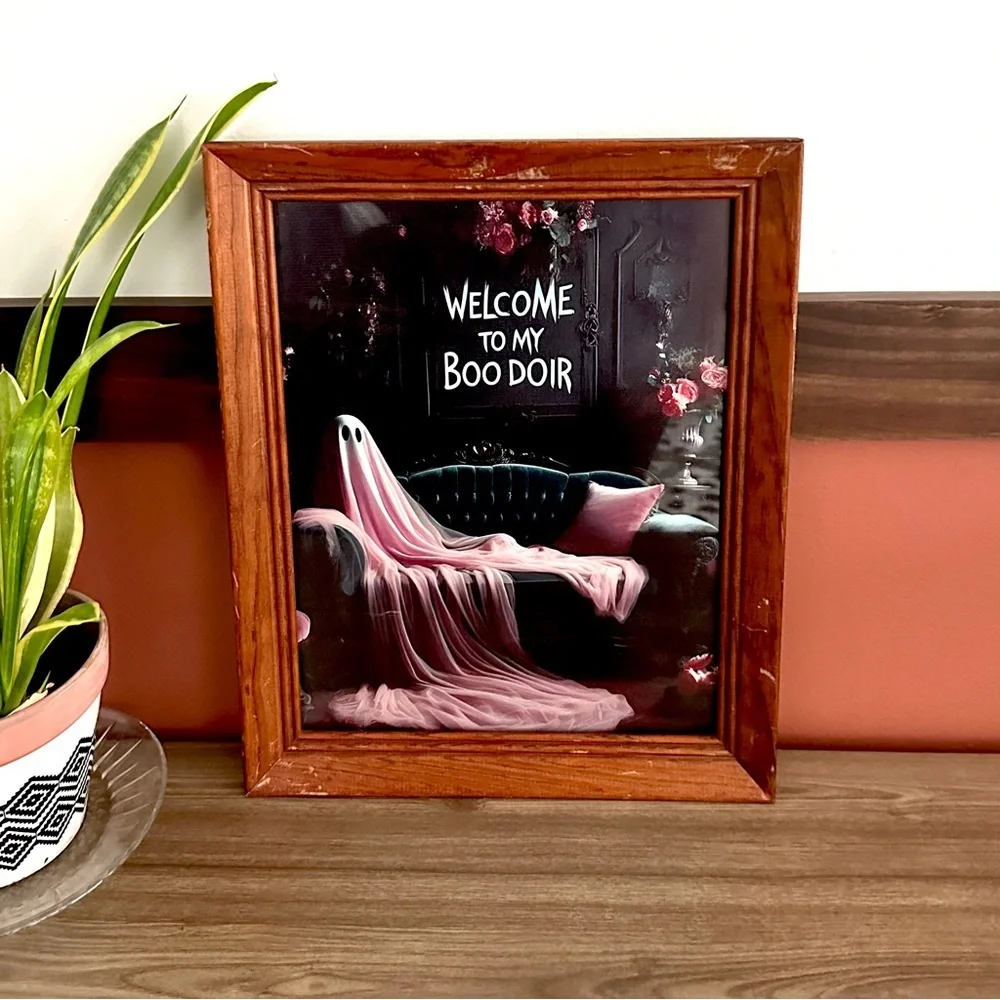 Welcome To My Boo Doir Bedroom Ghost Canvas Art Print Spooky Vtg Framed Gothic